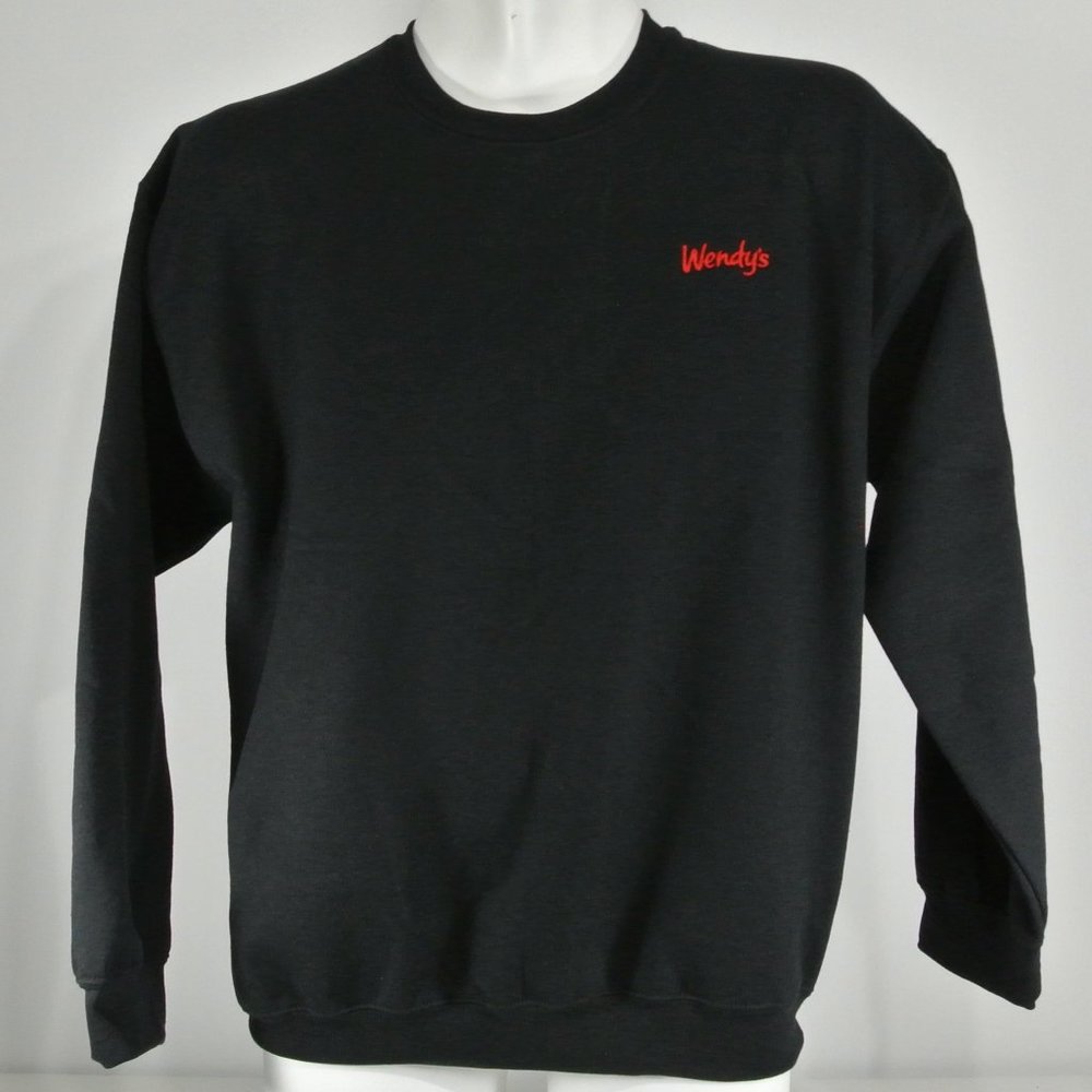 WENDY'S Hamburgers Black Sweatshirt Employee Uniform Shirt Size M Medium - Picture 2 of 10